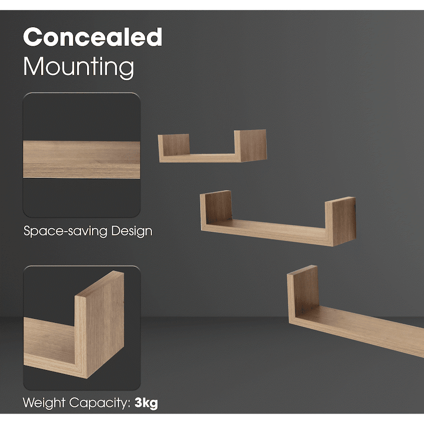 Everfurn Sabrina Floating Wall Shelves - Set of 3 - Image 2