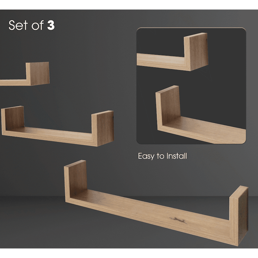 Everfurn Sabrina Floating Wall Shelves - Set of 3 - Image 3