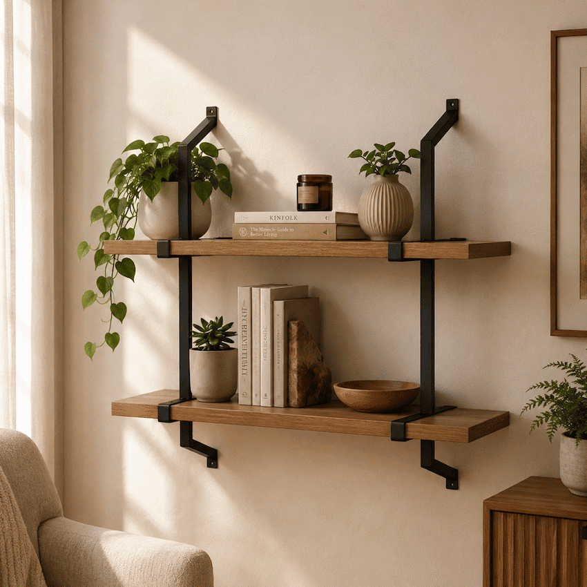 Everfurn Retro 2 Tier Wall Shelf - Image 4