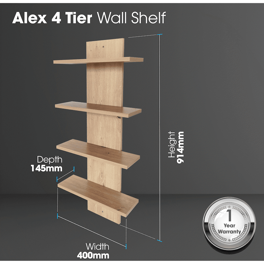 Everfurn Alex 4 Tier Wall Shelf - Image 3