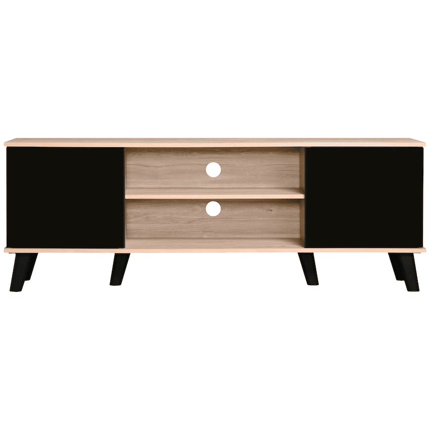 Everfurn Laurel TV Stand 1600w, Two Cupboards - Black