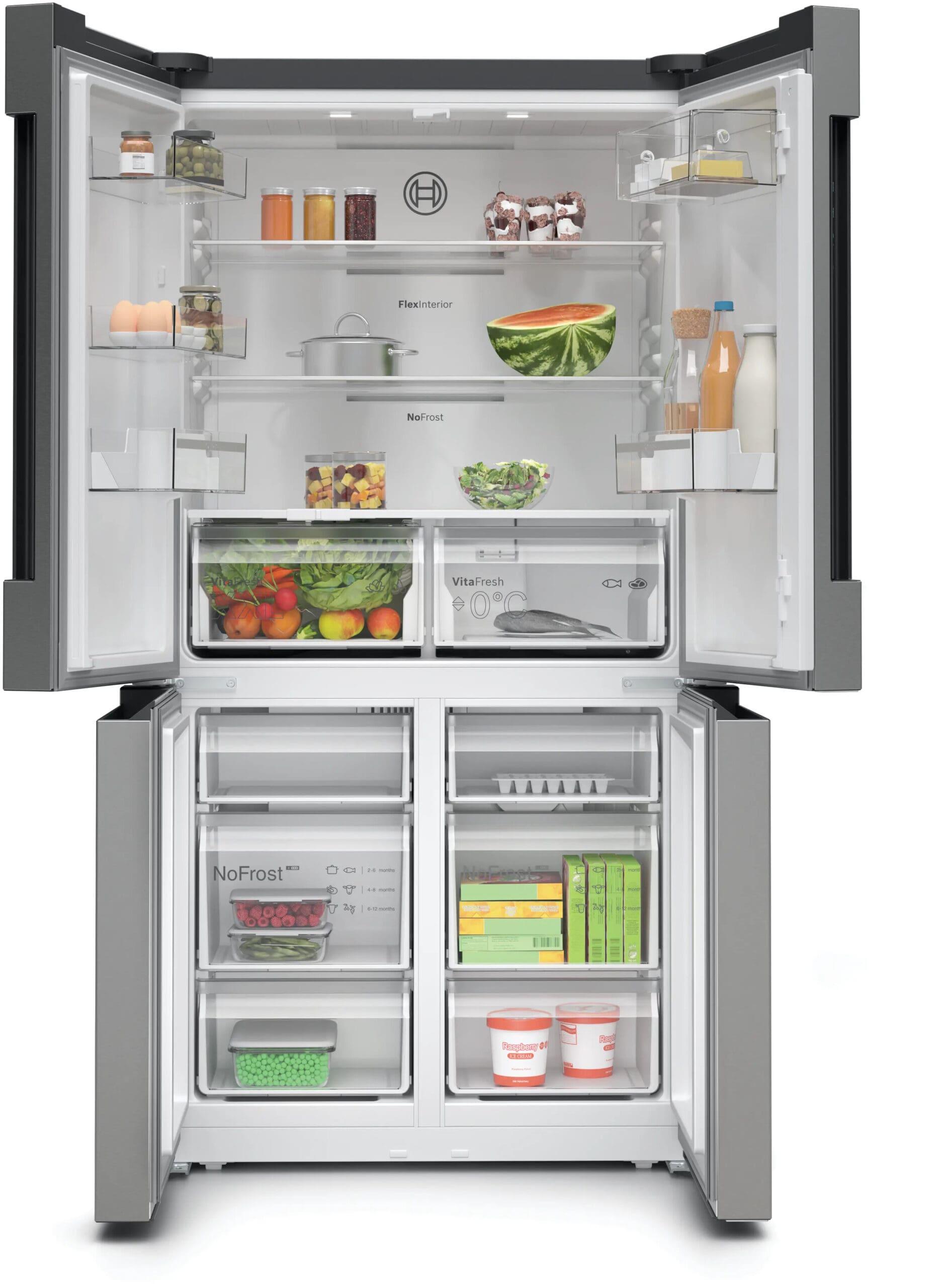 Bosch KFN96VPEA Series 4 Brushed Steel French Door Fridge Freezer - Image 2