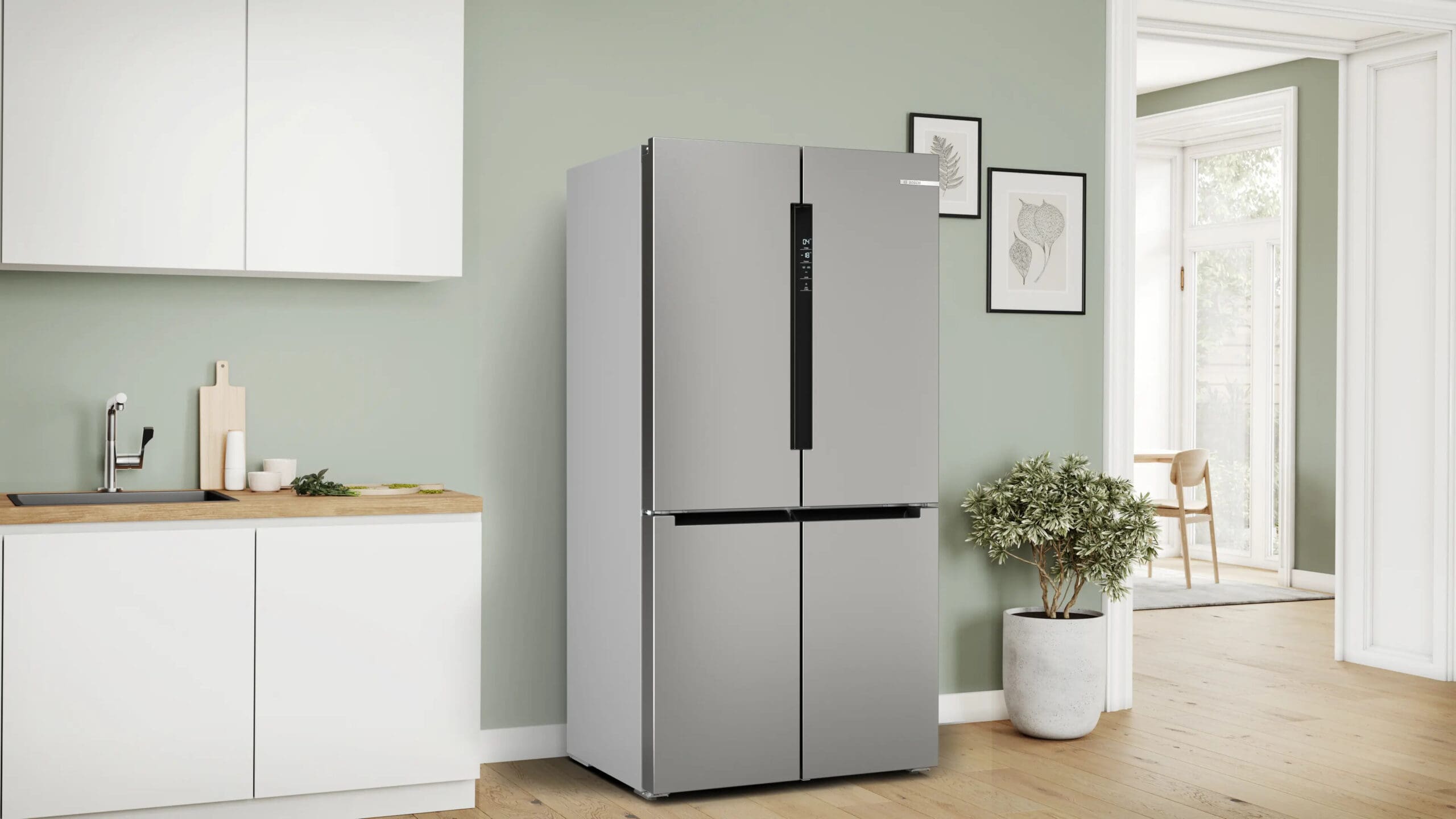 Bosch KFN96VPEA Series 4 Brushed Steel French Door Fridge Freezer - Image 3
