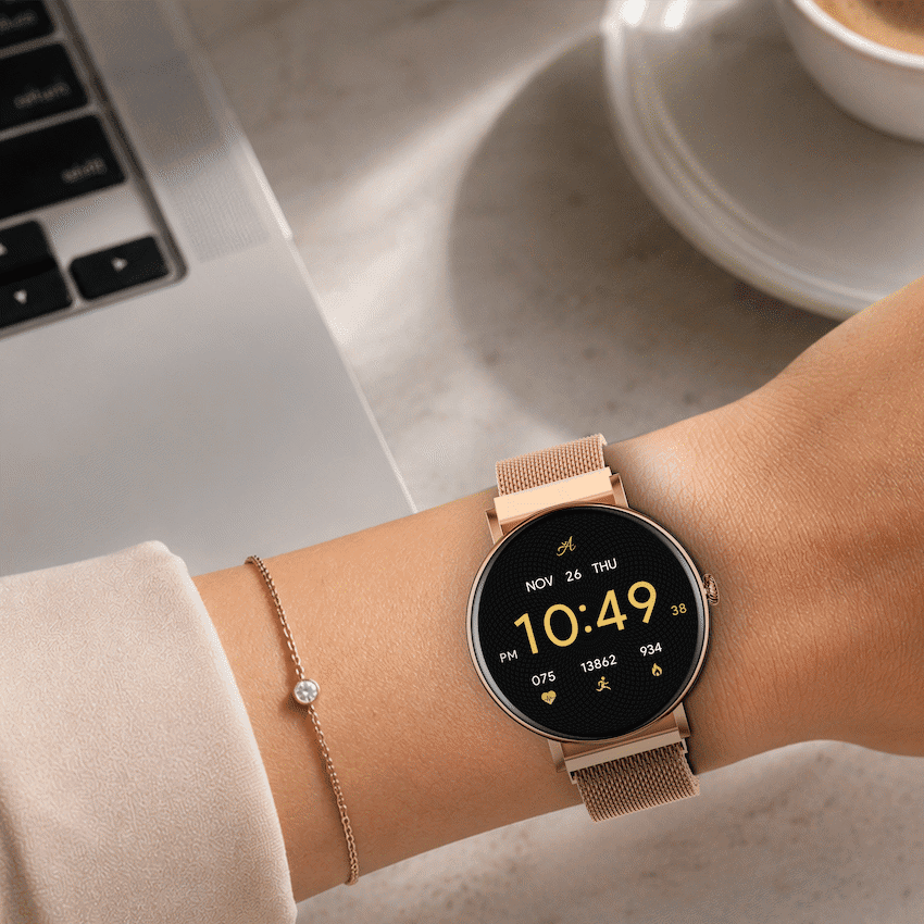 Volkano Ayla Collection Smartwatch with Extra Silicone Strap - Gold - Image 3
