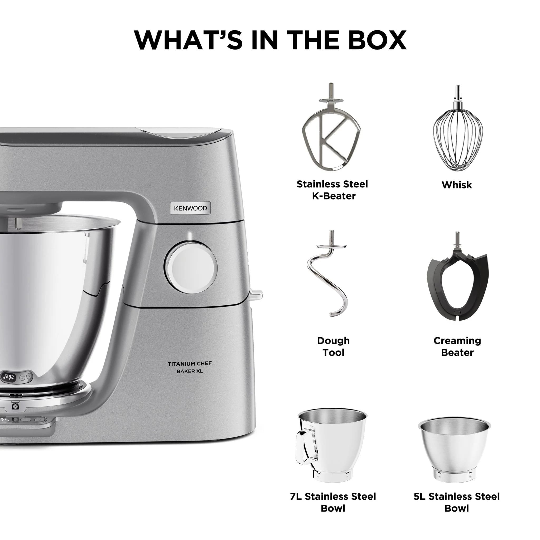 Kenwood KVL85.004SI Titanium Chef Baker XL Silver Stand Mixer - Image 5