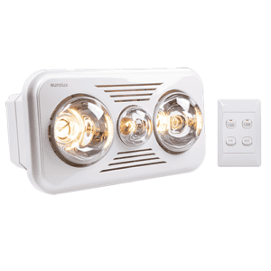 Eurolux Bathroom Rectangular 3 in 1 White Heater, Light & Extractor