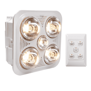 Eurolux Bathroom Square 3 in 1 White Heater, Light & Extractor