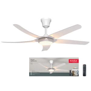 Eurolux Elysian Ceiling Fan 5 Blade White with Light & Remote Motor Power 35W