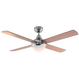 Eurolux Twister Ceiling Fan 4 Blades Satin Chrome/Natural Wood Motor Power 60w