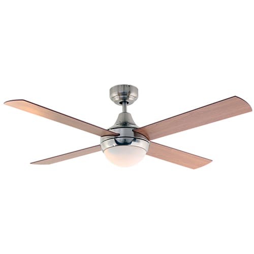 Eurolux Twister Ceiling Fan 4 Blades Satin Chrome/Natural Wood Motor Power 60w