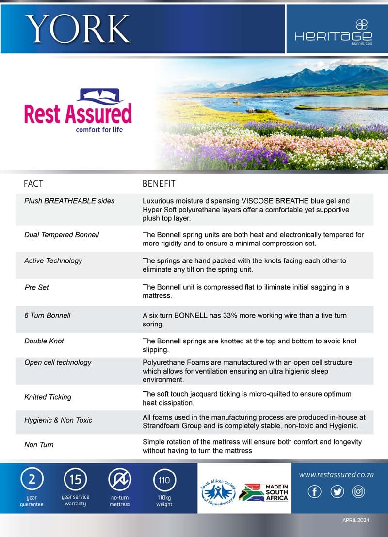 Rest Assured York facts and benefits sheet