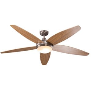 Radiant Lancer Ceiling Fan & Light Satin Chrome & Wood Motor Power 55W