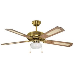 Radiant Rattan Ceiling Fan with Light Antique Brass Motor Power 60W