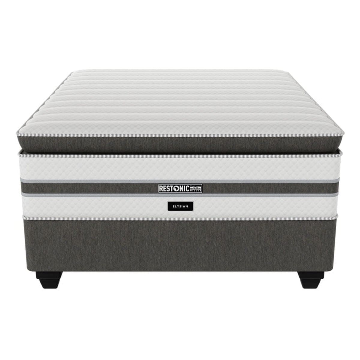 Restonic Elysian plush pillow top mattress and base set