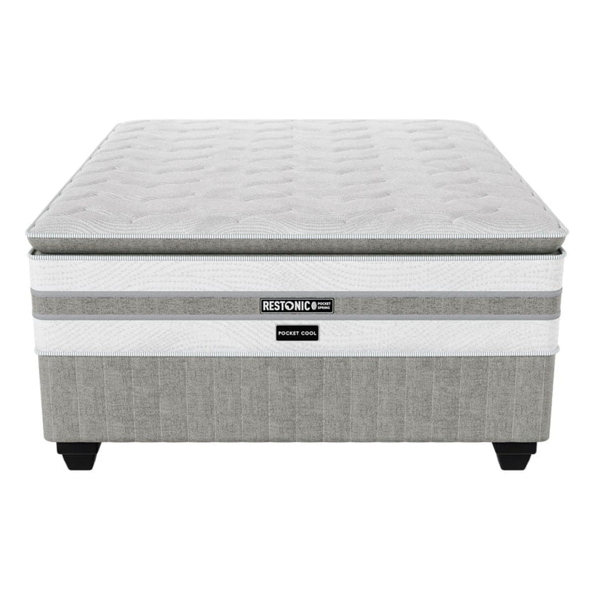 Restonic Pocket Cool plush pillow top mattress and base set