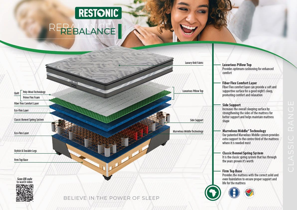 Restonic Rebalance features and benefits sheet