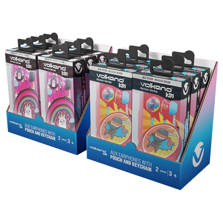 Volkano Kids Earphones Assorted PDQ of 6